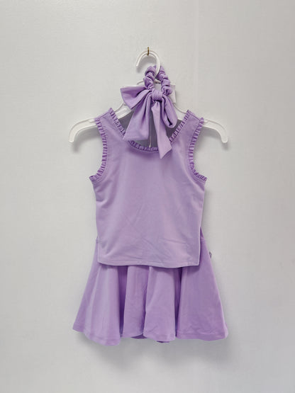Pastel Lilac Lux Lettuce Edge Skort/Scrunchie Set