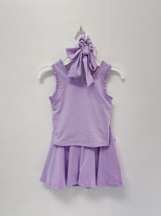 Pastel Lilac Lux Lettuce Edge Skort/Scrunchie Set