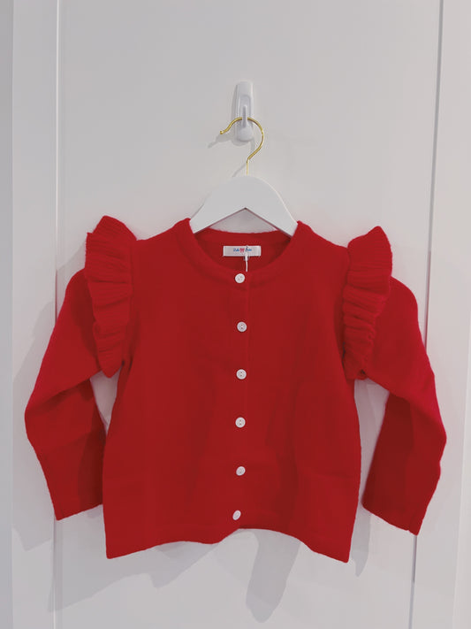 LuLu BeBe Red Ruffle Cardigan