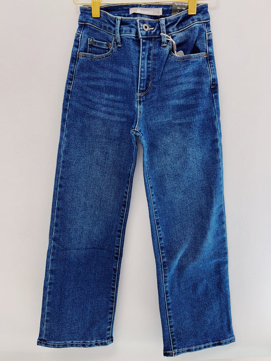 Tractr Medium Indigo Hi-Rise Straight Leg Jean