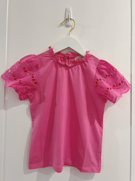 Hayden Pink Eyelet Lace Knit Tee