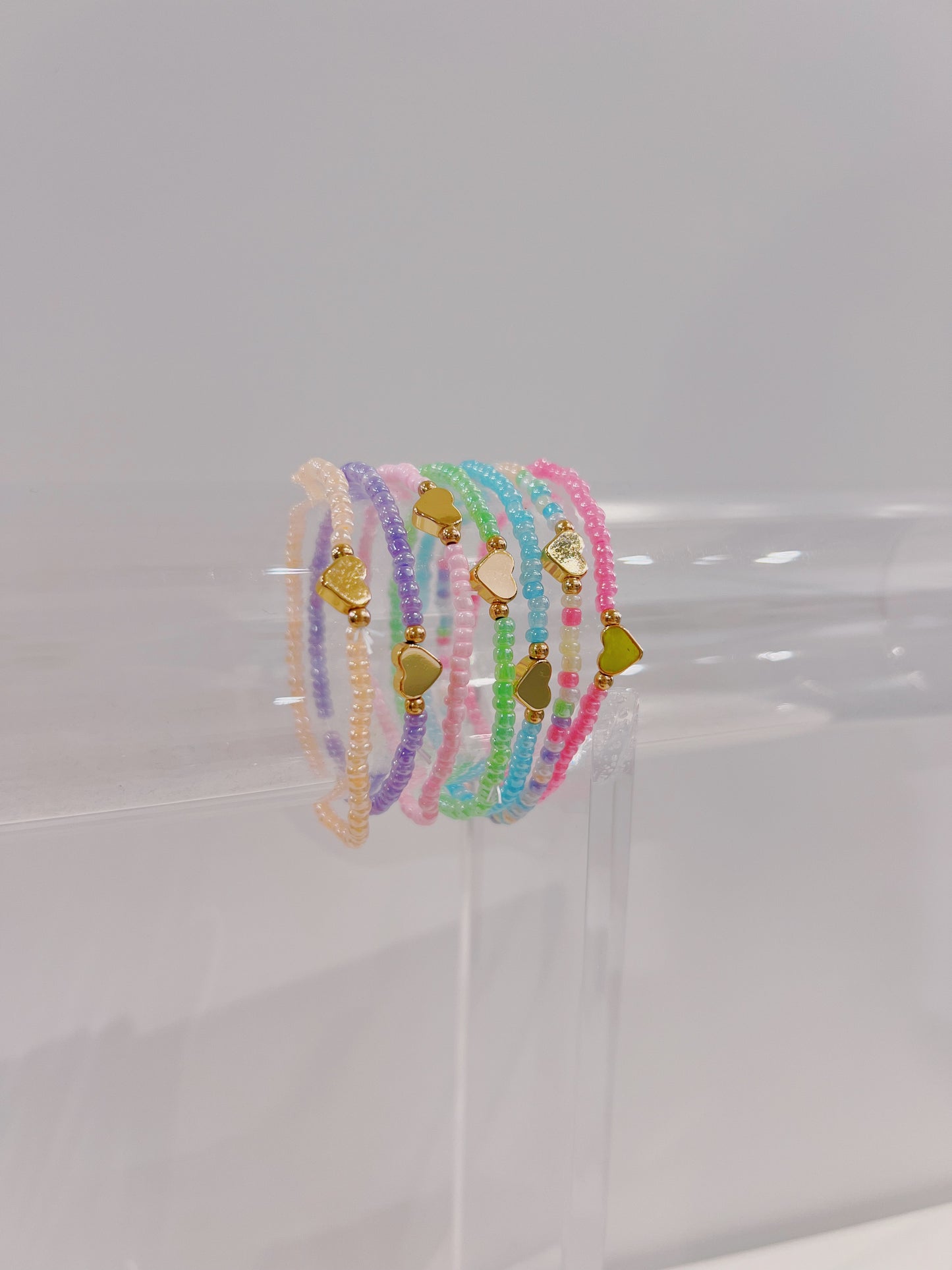 Pastel Heart Bracelet Stack