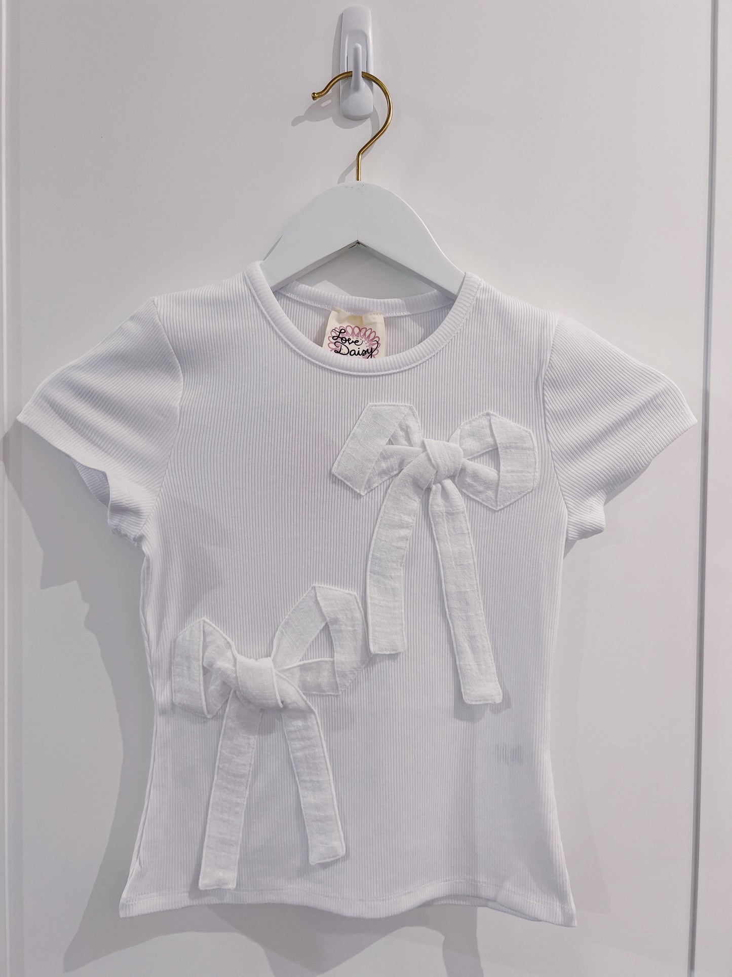 Love Daisy White Ribbon Trim Top