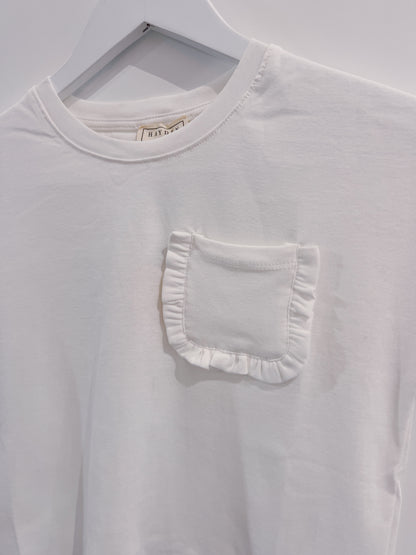 Hayden Off White Ruffle Pocket Tee