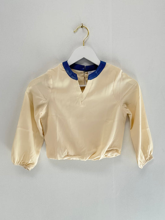 Pleat Cream/Blue Milly Top