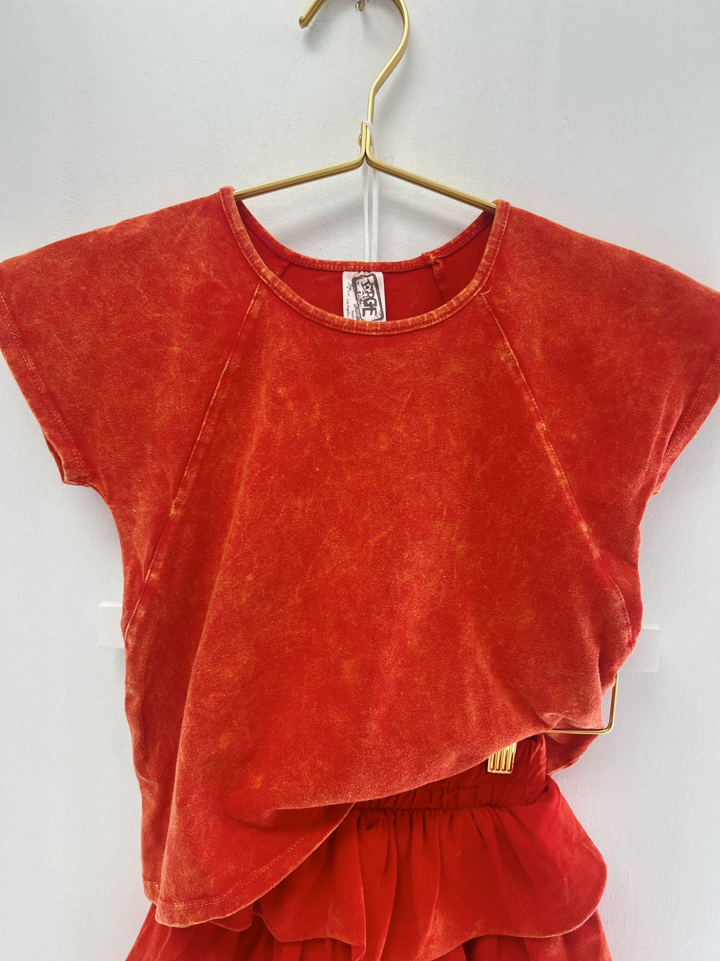 Erge Red Vintage Washed S/S Top