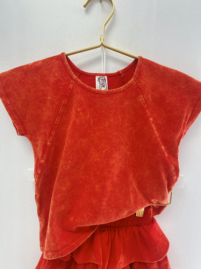 Erge Red Vintage Washed S/S Top