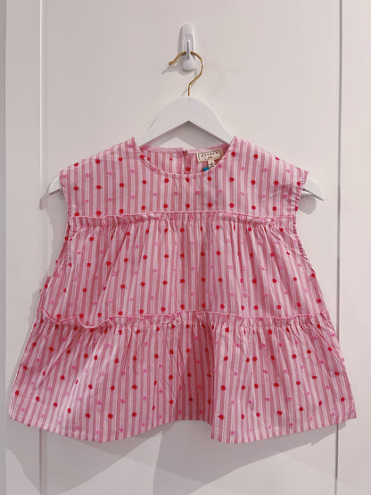 Hayden Pink Dot Ruffled Boxy Tank