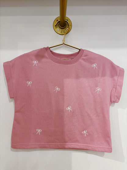 Hayden Pink Bow Embroidered Short Set