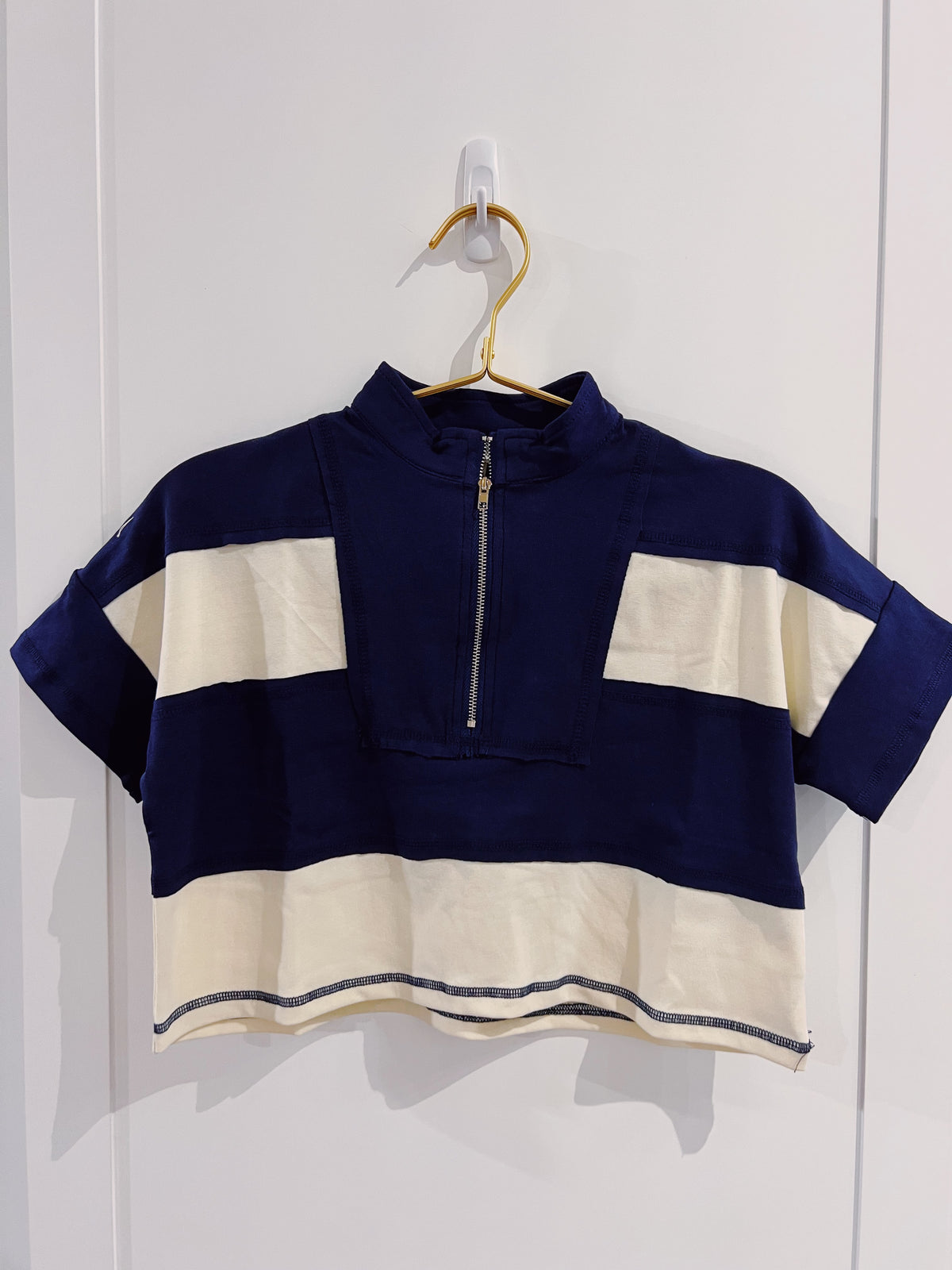 Hayden Navy/Cream Half Zip Short Set