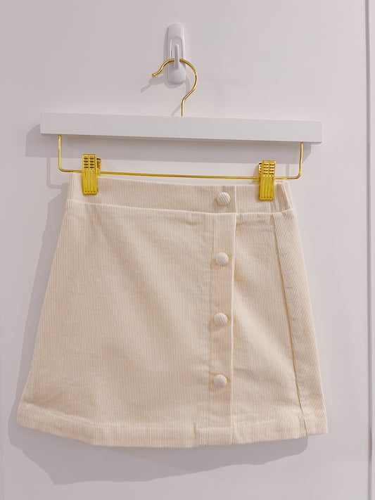 Pleat Winter White Corduroy Reese Skirt