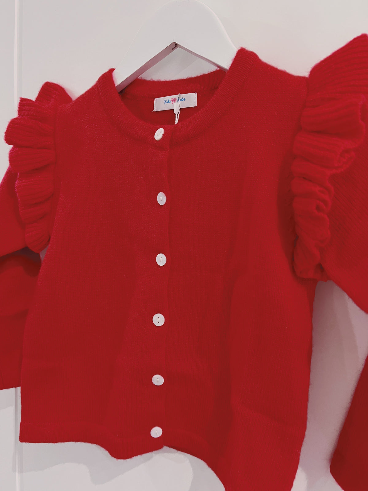 LuLu BeBe Red Ruffle Cardigan
