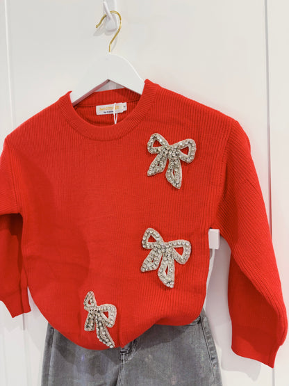 Tweenstyle Red 3 Bow Sweater