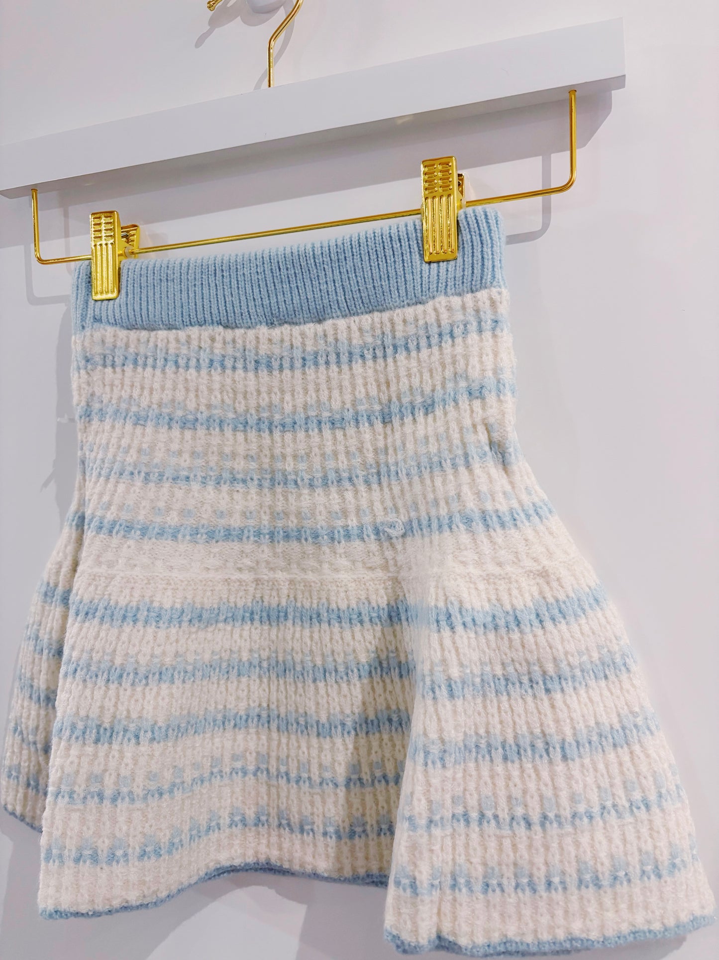 Blue Printed Sweater Skirt