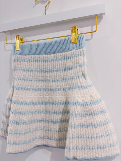 Blue Printed Sweater Skirt