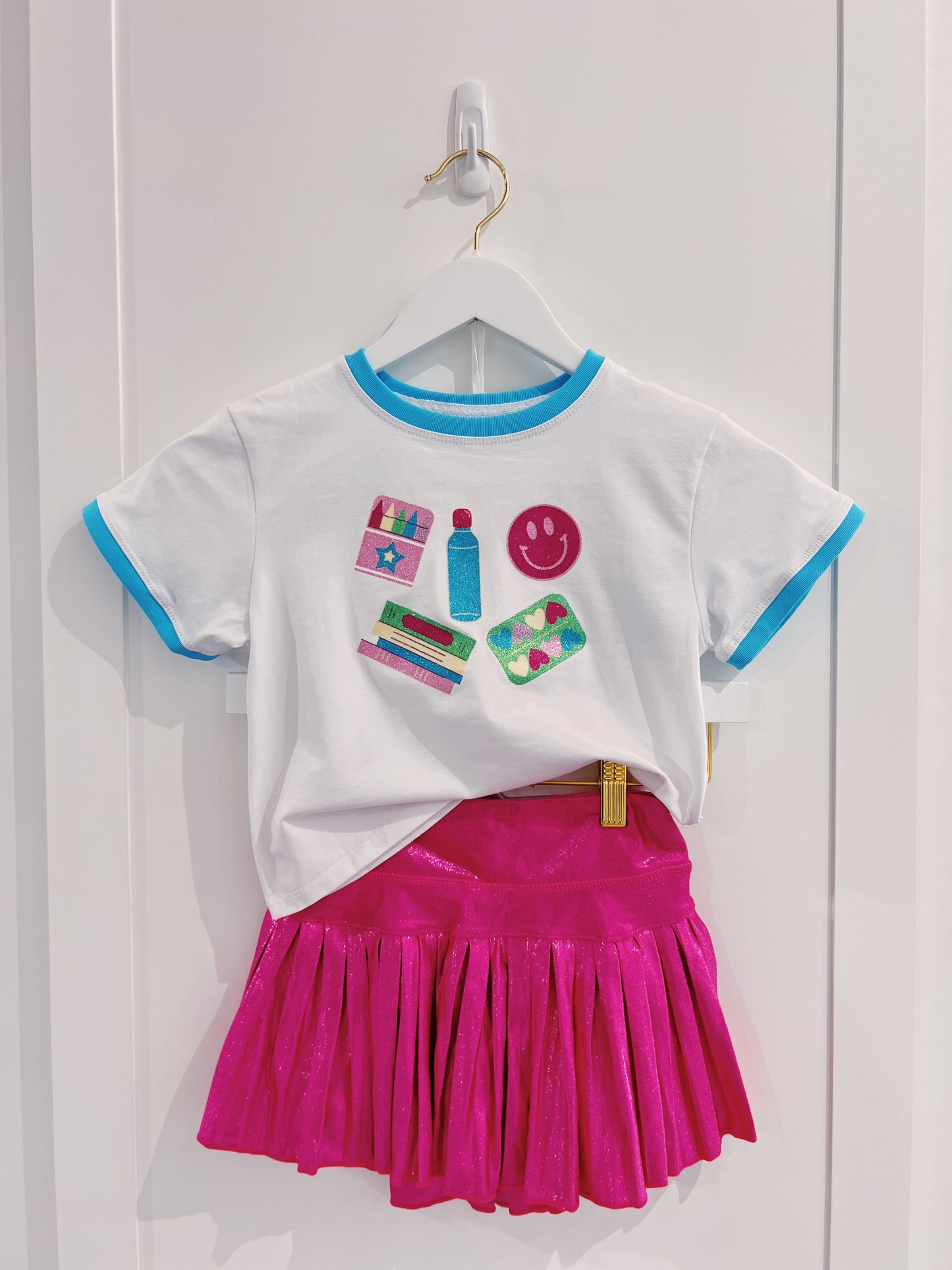 Azarhia Glitter School Elements White Boxy Tee