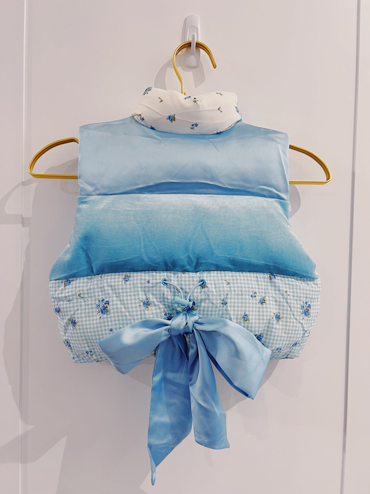 Peach Love Light Blue Colorblock Padded Vest