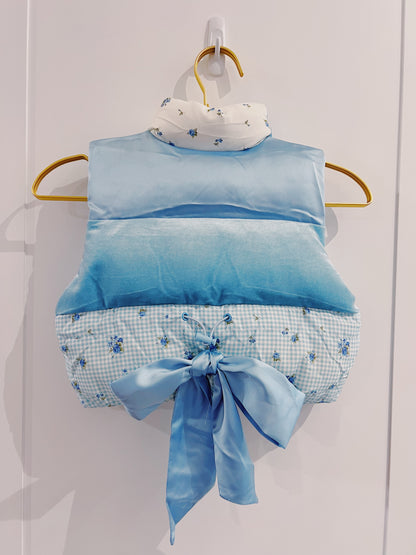 Peach Love Light Blue Colorblock Padded Vest