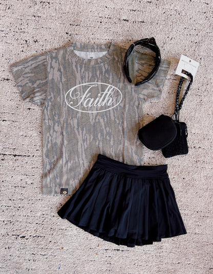 Bottomland Camo Faith Script Tee