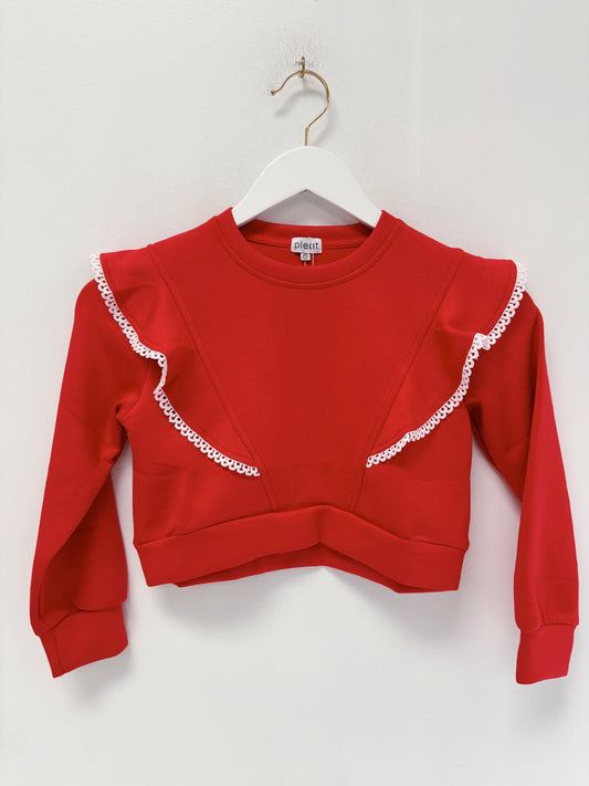 Pleat Red Livvy Sweatshirt