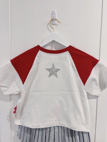Paper Flower Football Heart Star Applique Tee