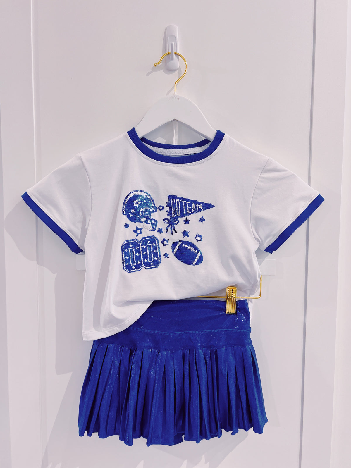 Azarhia Royal Sequin Football Elements Boxy Tee