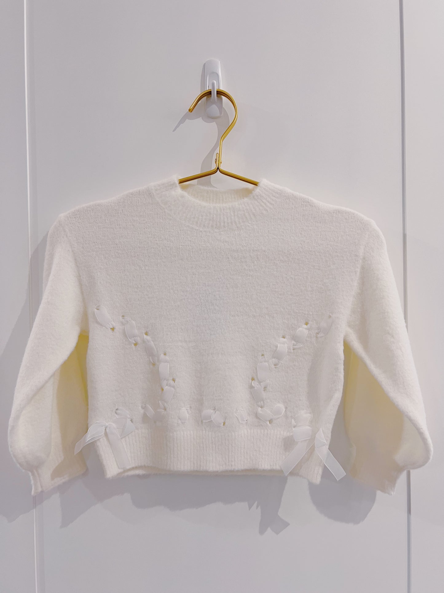Mayoral Natural Faux Fur Ribbon Sweater