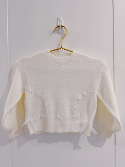 Mayoral Natural Faux Fur Ribbon Sweater