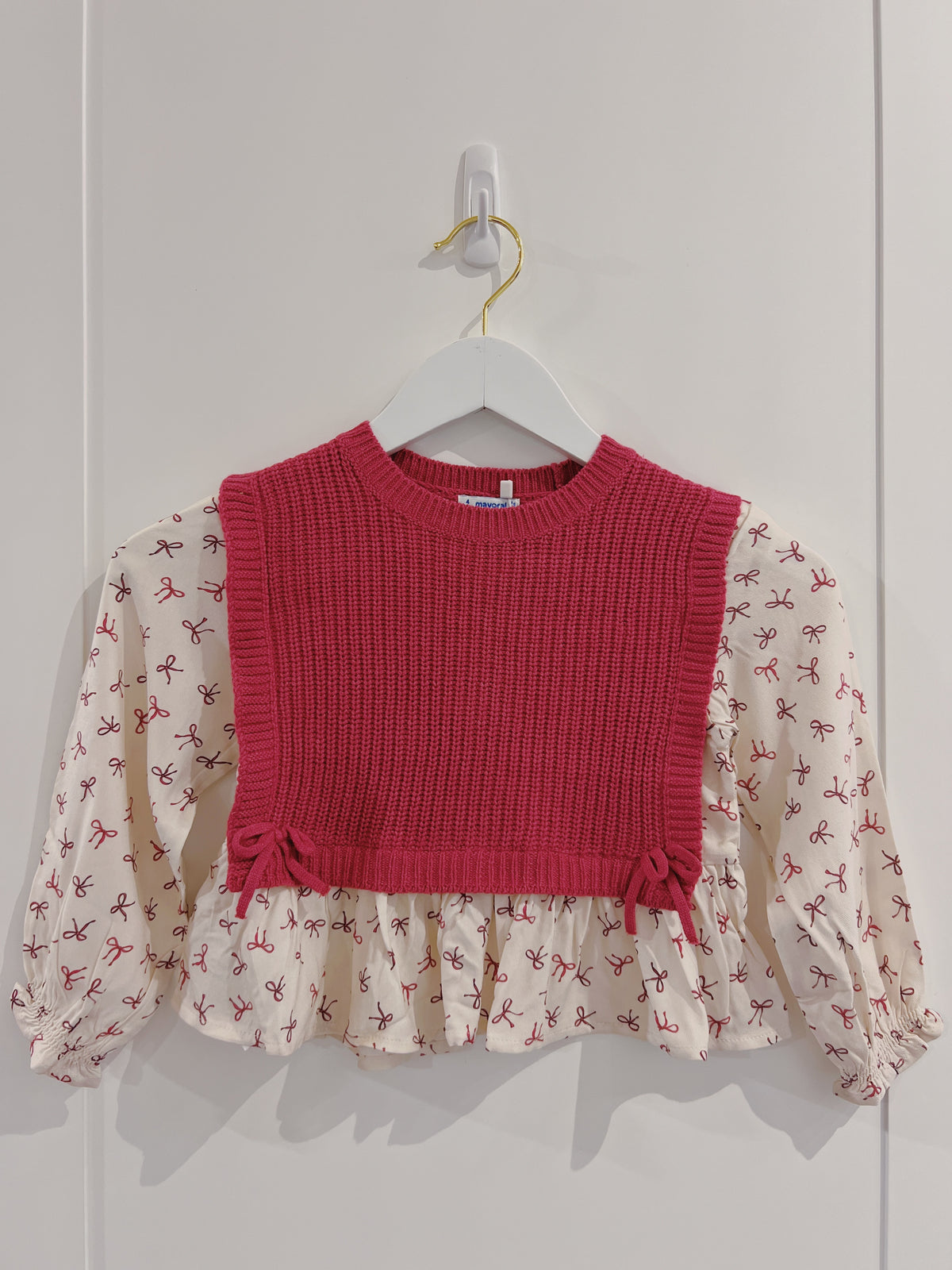 Mayoral Raspberry Bow Print Vest Top