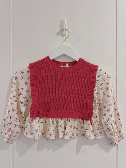 Mayoral Raspberry Bow Print Vest Top