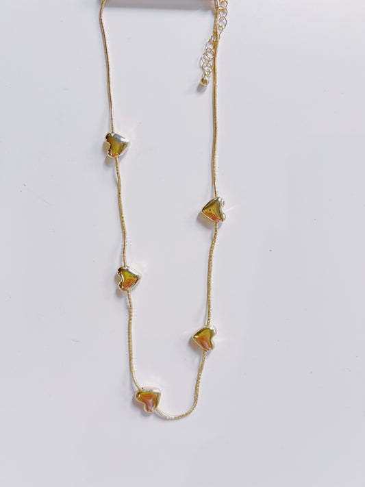 Gold Puffy Heart Necklace