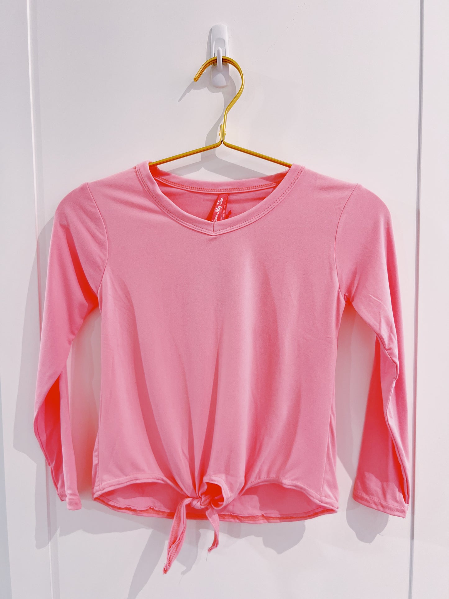 Pink L/S Front Tie Tee