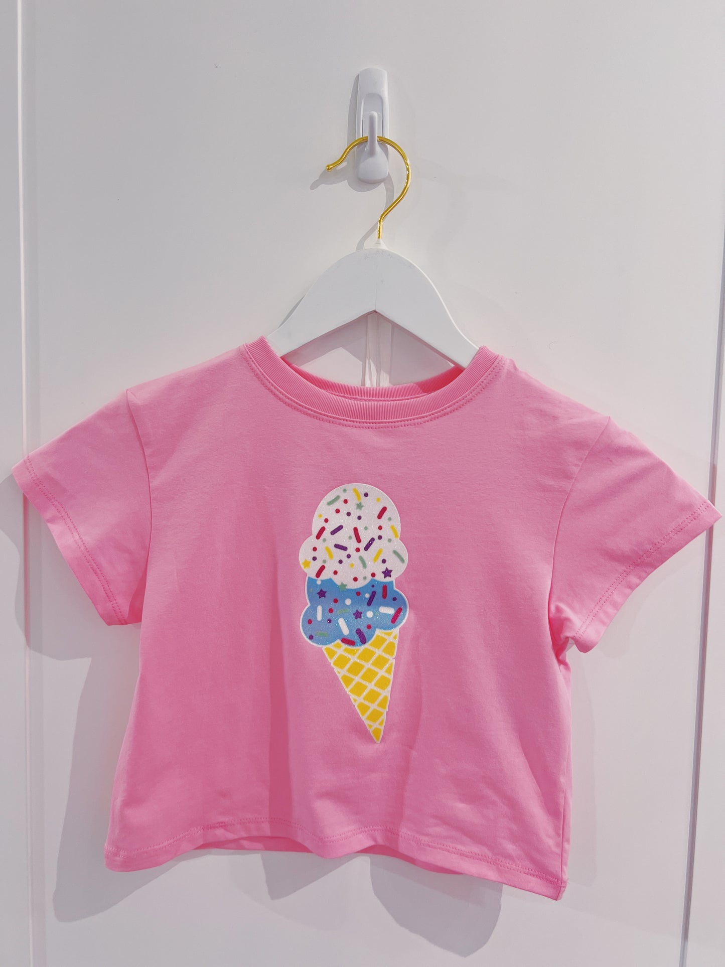 Pink Glitter Ice Cream Boxy Tee