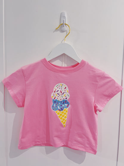 Pink Glitter Ice Cream Boxy Tee