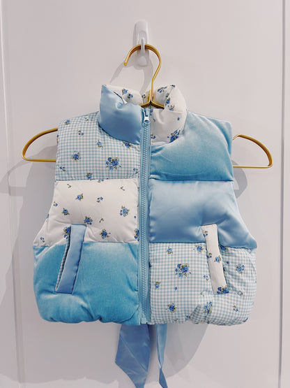 Peach Love Light Blue Colorblock Padded Vest
