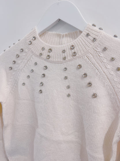Mayoral Cream Rhinestone Sweater
