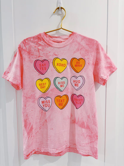 Distressed Conversation Hearts Graphic Tee