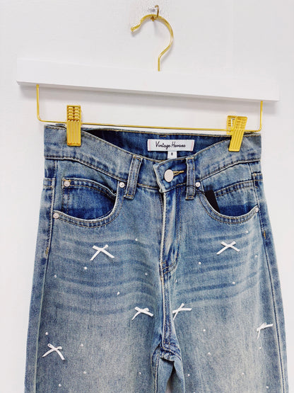 Vintage Havana Rhinestone Bow Denim