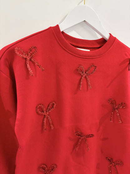 Paper Flower Bow Applique Sweatshirt