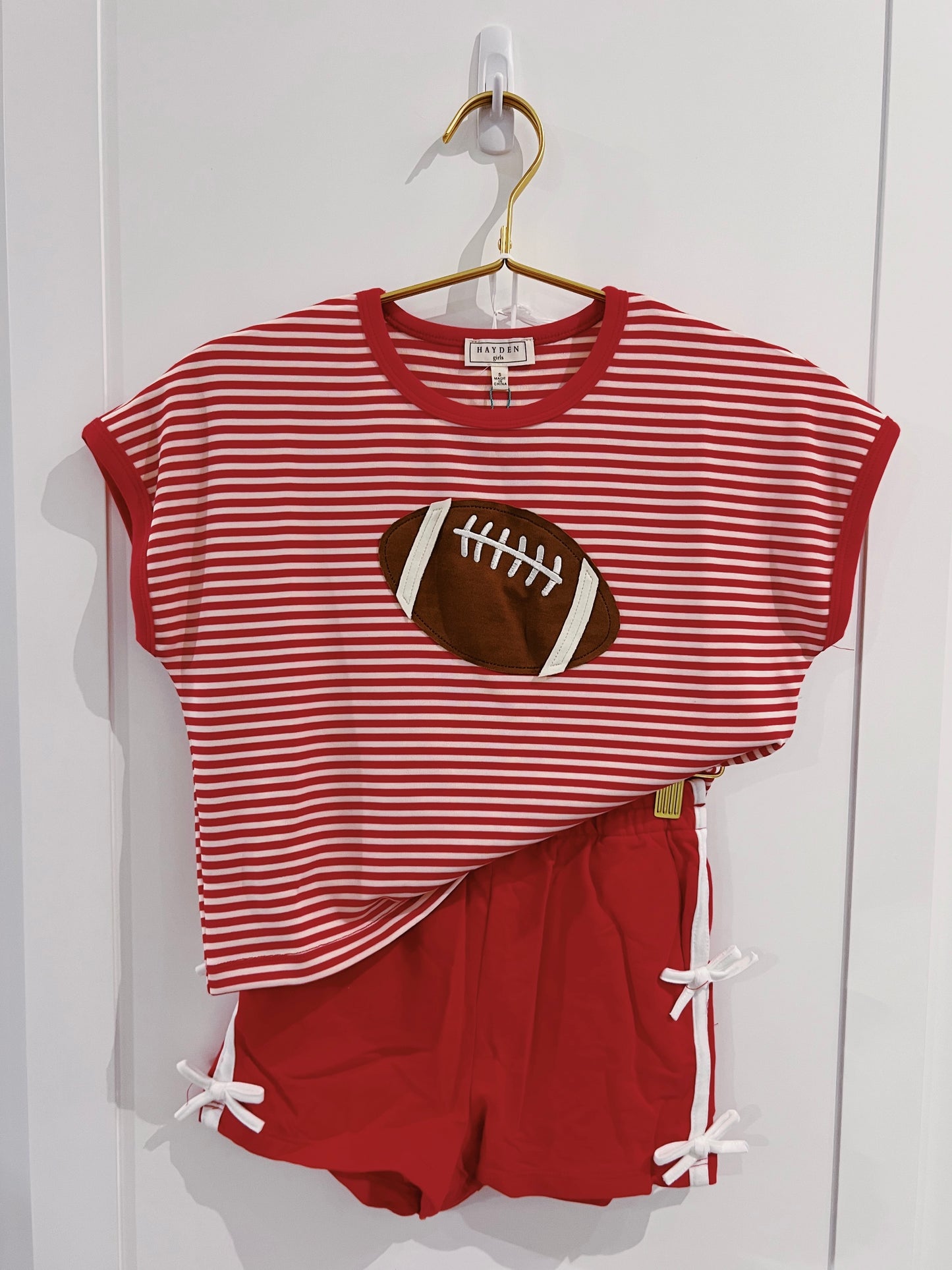 Hayden Red Football Patch Top