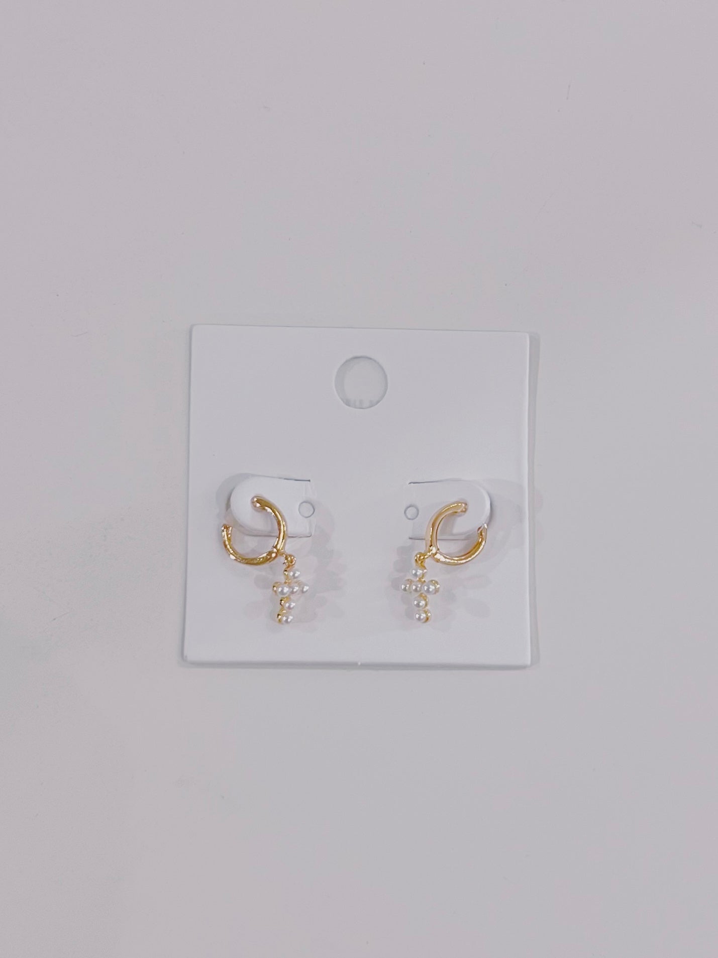 Pearl Cross Earrings