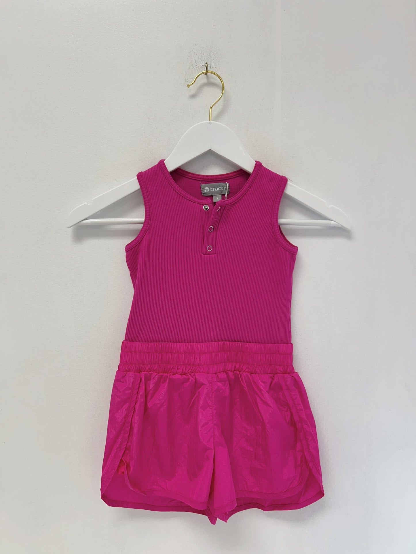 Tractr Hot Pink Butterfly Short Romper
