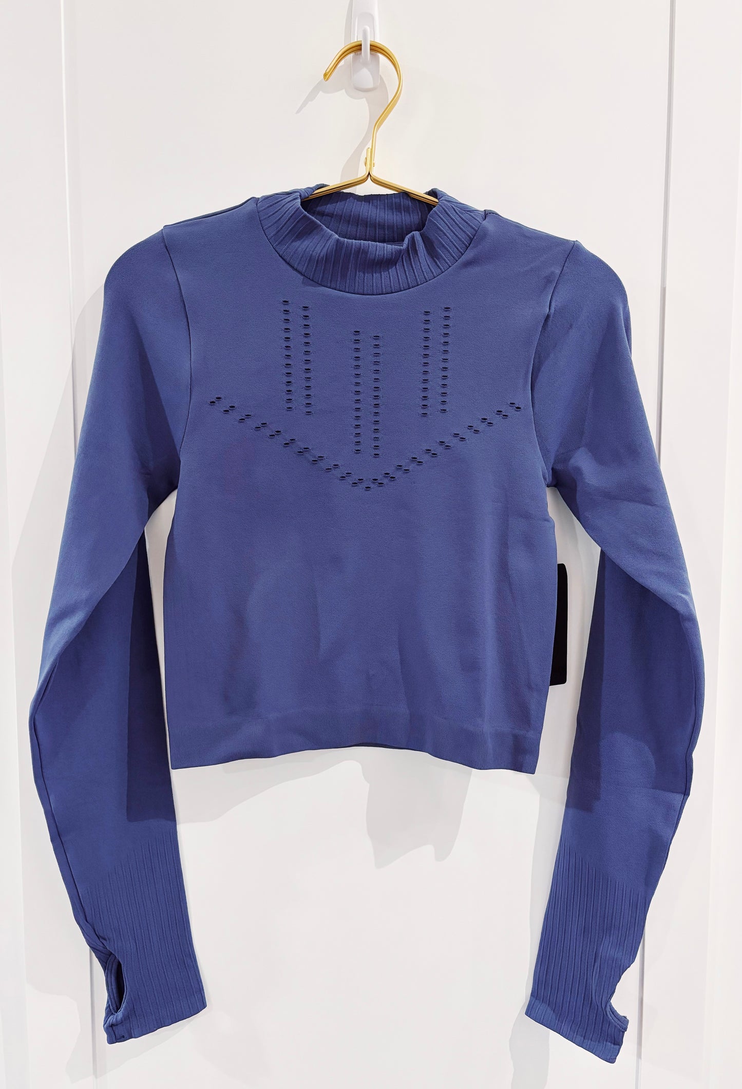 Juniors Blue Indigo Seamless L/S Thumbhole Shirt