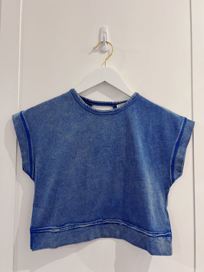 Hayden Blue Open Back Washed Knit Tee