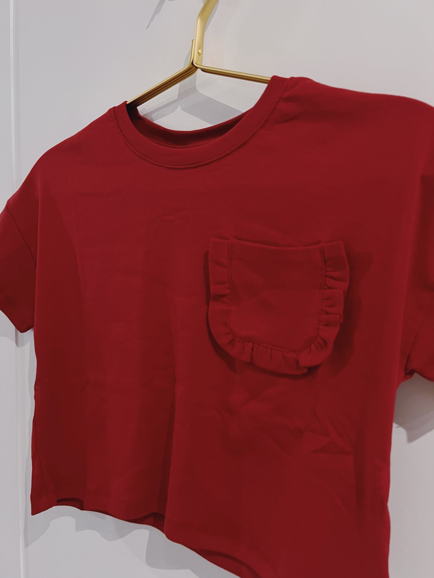 Hayden Crimson Ruffle Pocket Tee