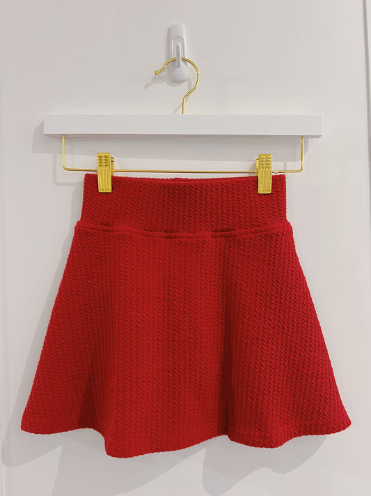 Pleat Red Textured Libba Skirt
