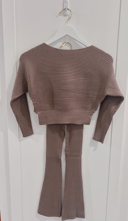 Mayoral Chocolate Ribbed Pant Set