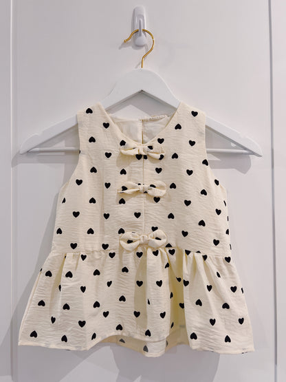 Hayden Ivory Ditsy Heart Peplum Tank