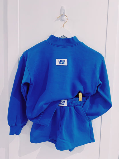 LuLu Mac Kid Terry Cloth Shorts- Bright Blue