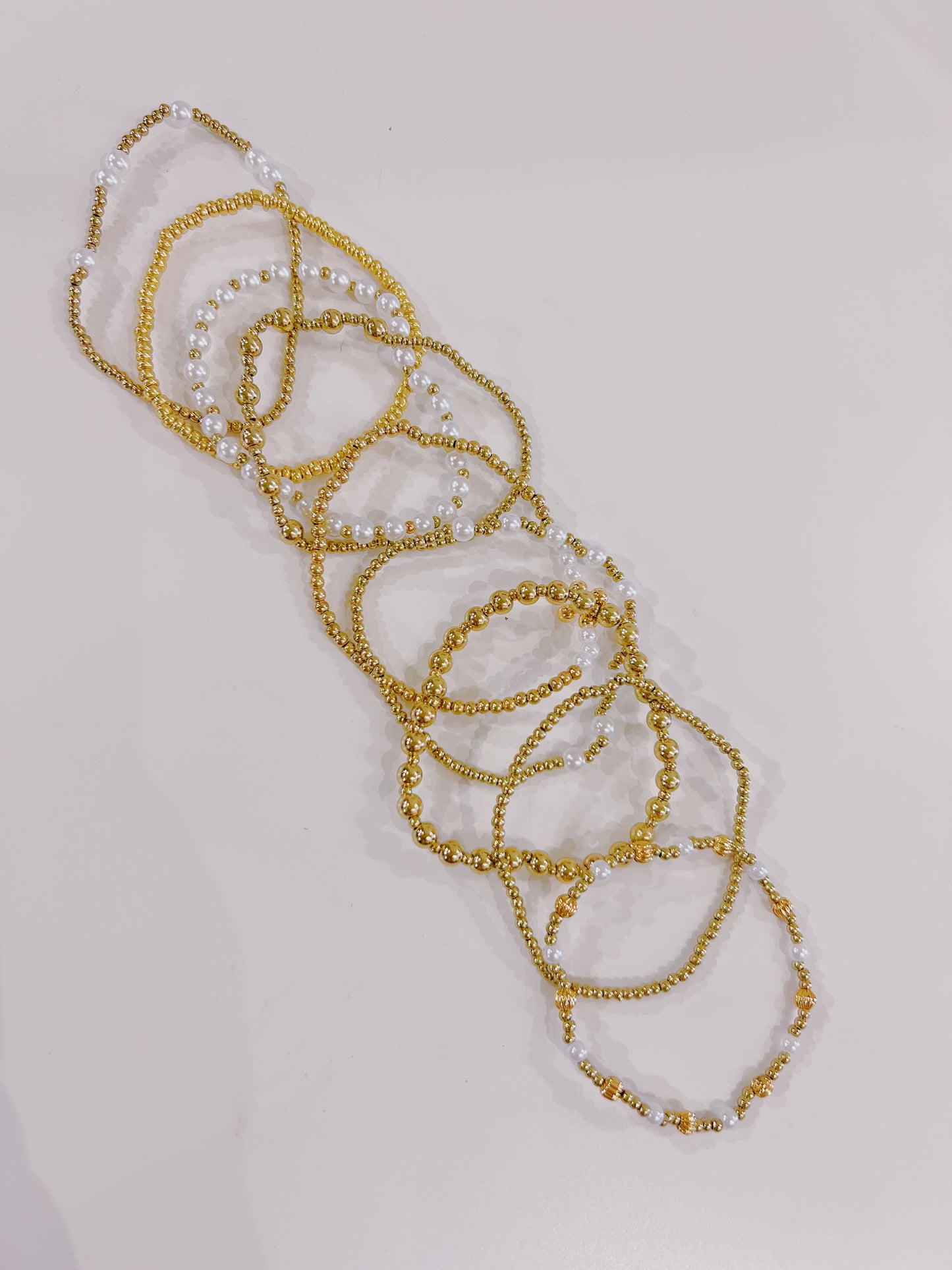 Gold Pearl Bracelet Stack
